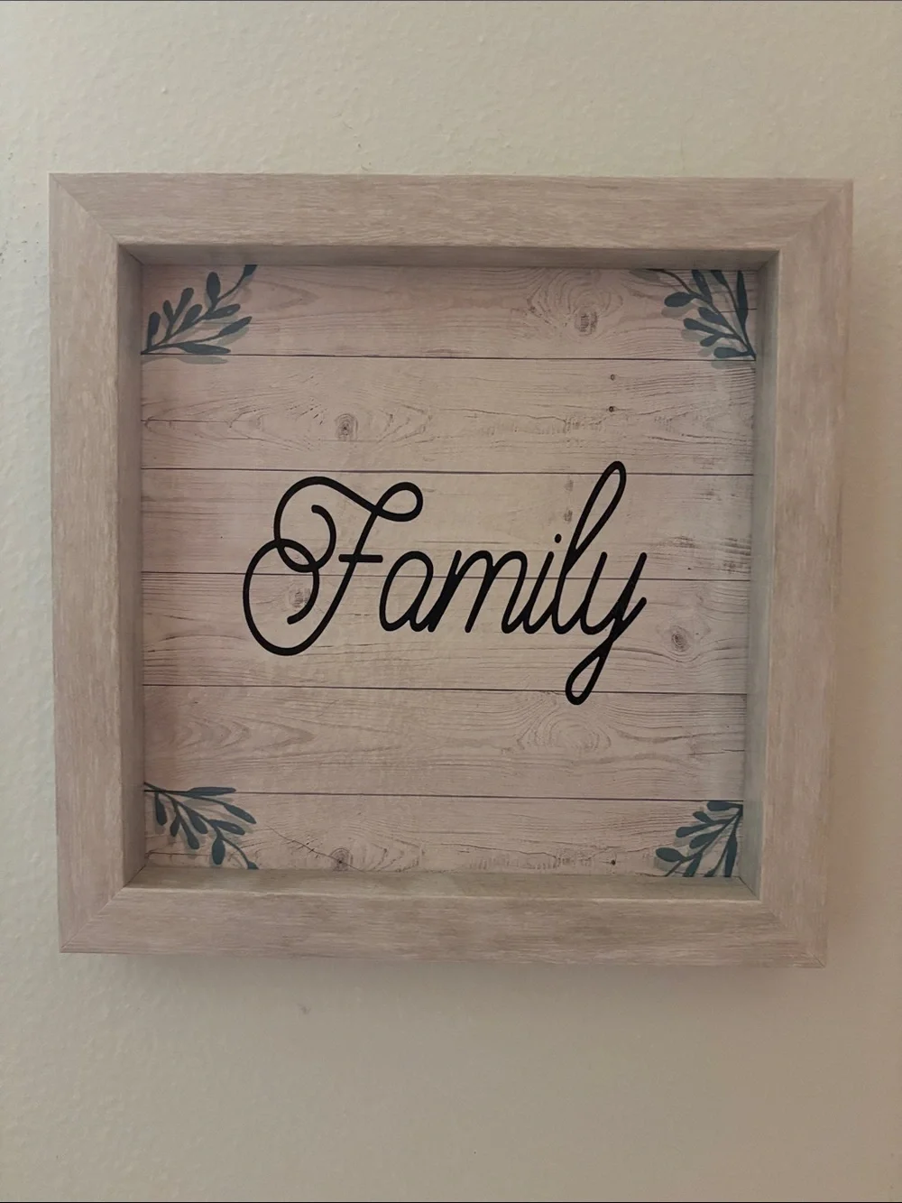 Family Wall Sign - Neutral Wood Frame